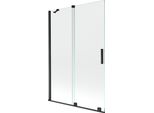 Mexen Velar Paratia Per Vasca Da Bagno 2 Ante Scorrevoli 120 X 150 Cm, Trasparente, Nero - 896-120-000-01-70