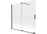 Mexen Velar Paratia Per Vasca Da Bagno A 2 Ante Scorrevoli 170 X 150 Cm, Trasparente, Nero - 896-170-000-01-70