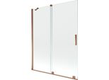 Mexen Velar Paratia Per Vasca Da Bagno A 2 Ante Scorrevoli 140 X 150 Cm, Trasparente, Oro Rosa - 896-140-000-01-60
