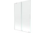 Mexen Velar Paratia Da Vasca Da Bagno A 2 Ante Scorrevoli 120 X 150 Cm, Trasparente, Bianco - 896-120-000-01-20