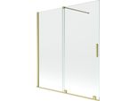 Mexen Velar Paratia Per Vasca Da Bagno A 2 Ante Scorrevoli 150 X 150 Cm, Trasparente, Oro Spazzolato - 896-150-000-01-55