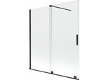 Mexen Velar Paravento Per Vasca Da Bagno A 2 Ante Scorrevole 150 X 150 Cm, Trasparente, Nero - 896-150-000-01-70