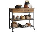 Sobuy Carrello Da Cucina Su Ruote - Carrello Multifunzionale - Carrello Di Servizio - Mobile Da Cucina Con 2 Cassetti E 2 Ripiani - Stile Industriale