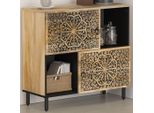 Vidaxl Mobile Laterale 80X33X75 Cm In Legno Massiccio Di Mango