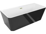 Mexen Volta Vasca Da Bagno Freestanding Adiacente 170 X 75 Cm, Bianca/Nera, Troppopieno Dorato - 51131707575-50