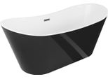 Mexen Montana Vasca Da Bagno Indipendente 170 X 80 Cm, Bianca/Nera, Troppopieno Gun Gray Spazzolato - 52011708075-66