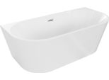 Mexen Oval Vasca Da Bagno Freestanding A Muro 150 X 75 Cm, Bianca, Troppo Pieno Nichel Spazzolato - 52671507500-97
