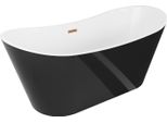 Mexen Montana Vasca Da Bagno Freestanding 150 X 75 Cm, Bianca/Nera, Troppo Pieno Rame Spazzolato - 52011507575-65