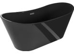 Mexen Montana Vasca Da Bagno Indipendente 170 X 80 Cm, Nera, Troppo Pieno Gun Gray Spazzolato - 52011708070-66
