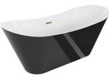 Mexen Celia Vasca Da Bagno Indipendente 170 X 75 Cm, Bianca/Nera, Troppopieno Dorato - 52331707575-50
