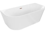 Mexen Oval Vasca Da Bagno Autoportante A Parete 150 X 75 Cm, Bianca, Troppopieno Oro Rosa - 52671507500-60