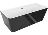 Mexen Volta Vasca Da Bagno Freestanding Addossata 170 X 75 Cm, Bianca/Nera, Troppo Pieno Oro Rosa - 51131707575-60