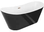 Mexen Montana Vasca Da Bagno Indipendente 150 X 75 Cm, Bianca/Nera, Sfioratore Oro Rosa - 52011507575-60