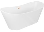 Mexen Montana Vasca Da Bagno Freestanding 180 X 80 Cm, Bianca, Troppopieno Rame Spazzolato - 52011808000-65
