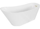 Mexen Alta Vasca Da Bagno Autoportante 170 X 75 Cm, Bianca, Troppopieno Dorato Spazzolato - 52141707500-55
