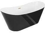 Mexen Montana Vasca Da Bagno Freestanding 150 X 75 Cm, Bianca/Nera, Troppopieno Oro Spazzolato - 52011507575-55