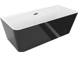 Mexen Volta Vasca Da Bagno Indipendente Da Parete 170 X 75 Cm, Bianca/Nera, Troppo Pieno Nero - 51131707575-70