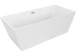 Mexen Lita Vasca Da Bagno Autoportante 170 X 75 Cm, Bianca, Troppopieno In Rame Spazzolato - 52121707500-65