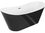 Mexen Montana Vasca Da Bagno Freestanding 150 X 75 Cm, Bianca/Nera, Troppo Pieno Dorato - 52011507575-50