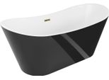 Mexen Montana Vasca Da Bagno Autoportante 180 X 90 Cm, Bianca/Nera, Troppopieno Dorato - 52011809075-50