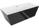 Mexen Lita Vasca Da Bagno Autonoma 170 X 75 Cm, Bianca/Nera, Troppopieno Rame Spazzolato - 52121707575-65