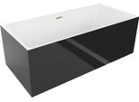 Mexen Nita Vasca Da Bagno Autoportante 170 X 80 Cm, Bianca/Nera, Troppo Pieno Oro Spazzolato - 52091708075-55