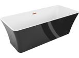 Mexen Tonia Vasca Da Bagno Indipendente 170 X 75 Cm, Bianca/Nera, Troppo Pieno In Rame Spazzolato - 52171707575-65