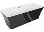Mexen Tonia Vasca Da Bagno Freestanding 170 X 75 Cm, Bianca/Nera, Troppopieno Oro Spazzolato - 52171707575-55