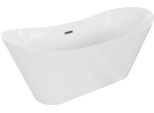 Mexen Celia Vasca Da Bagno Indipendente 170 X 75 Cm, Bianca, Troppo Pieno Grigio Canna Spazzolato - 52331707500-66