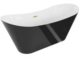 Mexen Celia Vasca Da Bagno Indipendente 170 X 75 Cm, Bianca/Nera, Troppopieno Oro Spazzolato - 52331707575-55