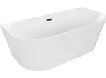Mexen Oval Vasca Da Bagno Freestanding A Parete 150 X 75 Cm, Bianca, Troppopieno Nero - 52671507500-70