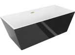 Mexen Lita Vasca Da Bagno Indipendente 170 X 75 Cm, Bianca/Nera, Troppopieno Oro Spazzolato - 52121707575-55