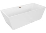 Mexen Lita Vasca Da Bagno Autoportante 170 X 75 Cm, Bianca, Troppopieno Oro Rosa - 52121707500-60