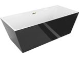 Mexen Lita Vasca Da Bagno Indipendente 170 X 75 Cm, Bianca/Nera, Troppopieno Oro - 52121707575-50