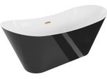Mexen Celia Vasca Da Bagno Indipendente 170 X 75 Cm, Bianca/Nera, Troppopieno Rame Spazzolato - 52331707575-65