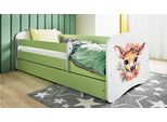 Letto Per Bambini Bambi 70X140, 80X160, 80X180 Cm - Set Completo Con Materasso, Cassetto E Protezione Anticaduta