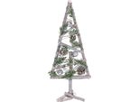 Albero Di Natale Magichome, In Legno, Con Decorazioni In Argento, 20X3X47 Cm