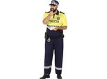 Polizia Uniforme Costume Carnevale Cappello Camicia Cintura Pantaloni Adulto Festa, Taglia: 54 - 56 (Xl) Colore: Giallo