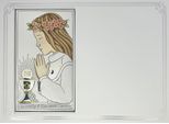 Quadro Di Prima Comunione, Argento Con Incisione, Ricordo Di Prima Comunione Per Una Bambina, Colorato | Dimensioni: 13X18 Cm | N. Articolo: VL833/4COL