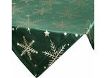 Eurofirany | Tovaglia Di Natale - Tovaglia - 85 X 85 Cm - Verde Oro - Motivo Fiocco Di Neve - Tovaglia Da Tavola - Natale