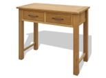 Vidaxl Tavolino Da Toilette Con Sgabello In Legno Massiccio Di Quercia