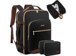 Handgepäck Rucksack 40L Reiserucksack Damen Kofferrucksack Schwarz+Braun