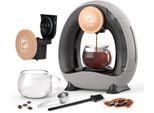 Einmal-Kaffeemaschine mit Filter für gemahlenen Kaffee, Americano Mini-Kaffeemaschine für eine Tasse, One-Touch-Bedienung, 4-8 oz Brühgrößen (Grau)