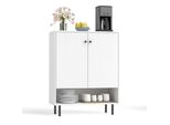 Costway Mobile Buffet Credenza, Mobile Da Cucina Con 2 Porte Scaffale Regolabile E Anti-Inclinazione Moderna Mid-Century Caffè Bar Cabinet Bianco