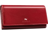 Rovicky | Large, Portafoglio Da Donna, Con Chiusura In Pelle E Rfid, Rosso, 18,5X10 Cm