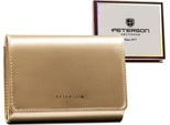 Peterson | Ecological, Portafoglio Da Donna, In Pelle, Con Bottoni A Pressione E Zip, Oro, 13X9 Cm
