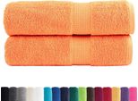 Vidaxl Asciugamani Da Doccia Premium Solund 2 Pz. Arancione 70X140 Cm 600 G/M²