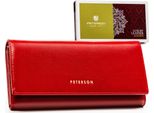 Peterson | Portafoglio Grande, Da Donna, Con Dispositivo Antifurto, Rosso, 18,5X9 Cm