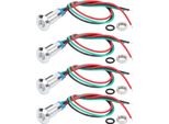 4 Set Precablati Led Rotondi 2Color Impermeabile Metallo Luci Comune Catodo 8Mm 36V (Rosso E Verde)