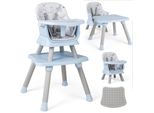 Costway Seggiolone Per Bambini 6 In 1, Seggiolone Con Cintura Di Sicurezza E Vassoio Rimovibile, Seggiolone Combinato, Blu